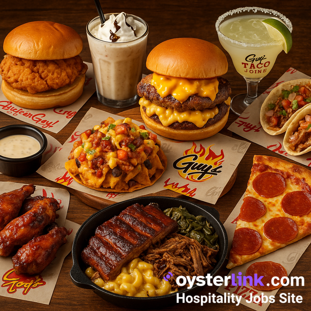 different types of foods from guy fierri restaurants